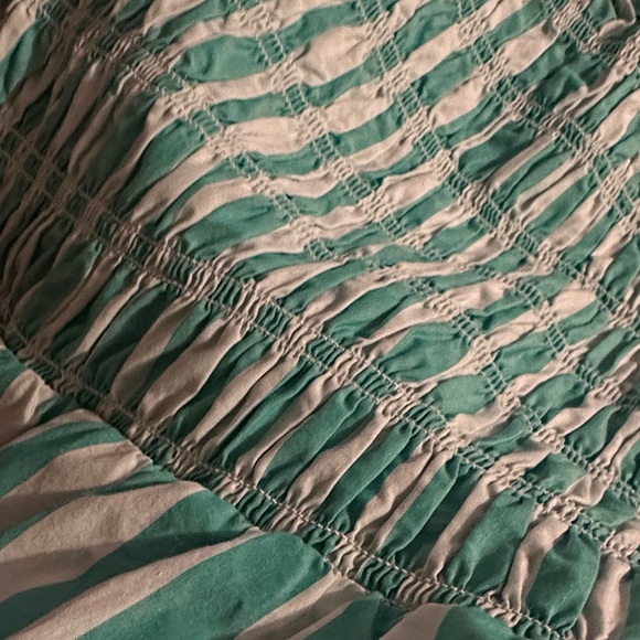 Mint Green and White Striped Tie-Shoulder Midi Dress - Picture 5 of 5